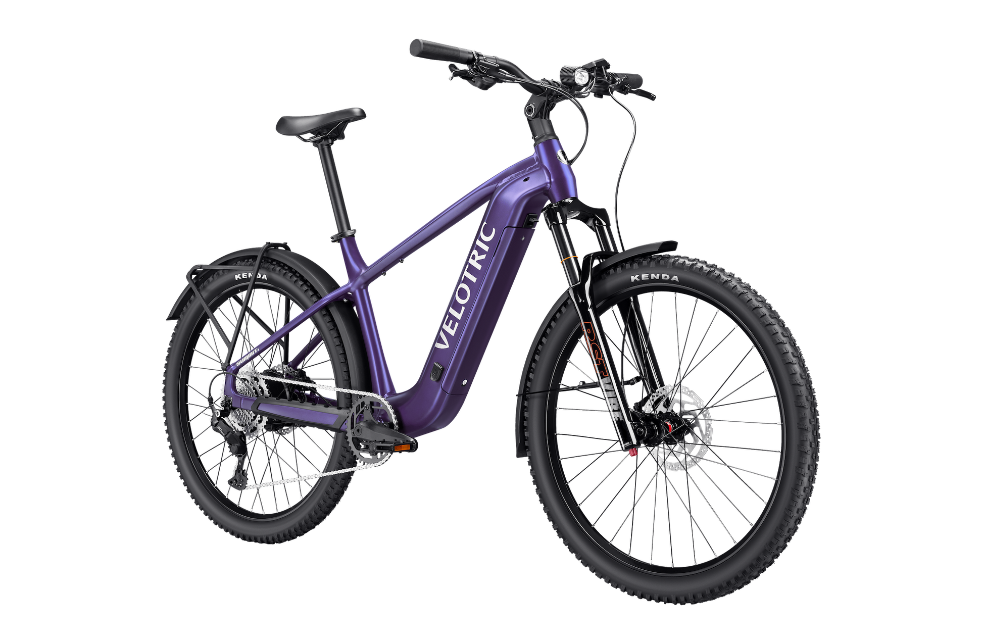 Velotric Summit 2 Galaxy Purple e-bike with integrated rear rack and Shimano drivetrain — JACS e-Bikes Minnesota