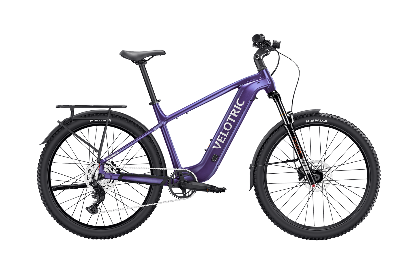 Velotric Summit 2 Galaxy Purple e-bike with integrated rear rack and Shimano drivetrain — JACS e-Bikes Minnesota