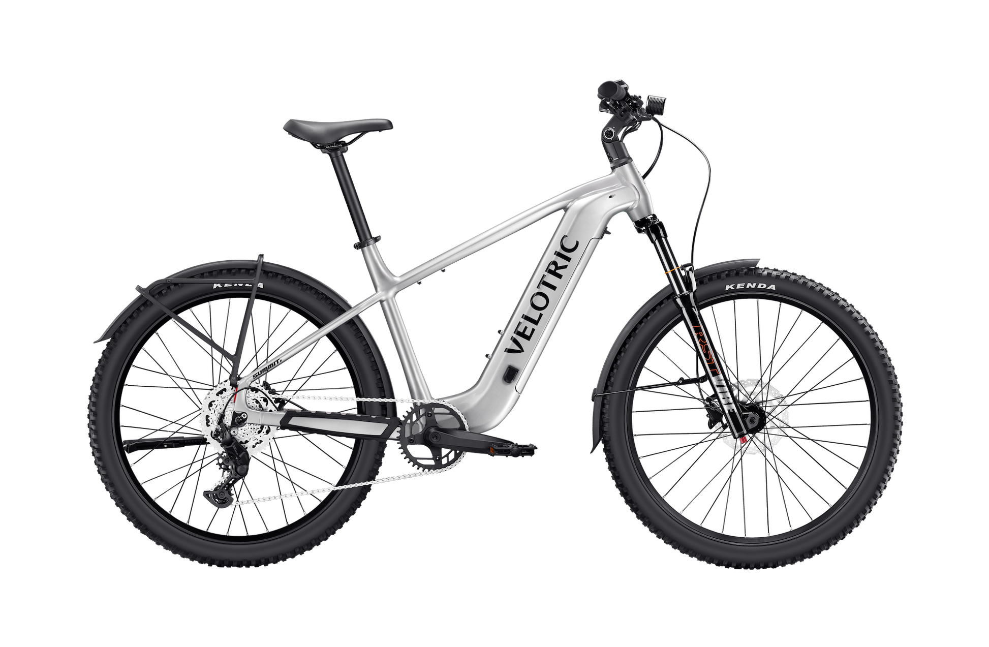 Velotric Summit 2 Glacial Silver hybrid e-bike right side profile with mid-drive motor — JACS e-Bikes Minnesota